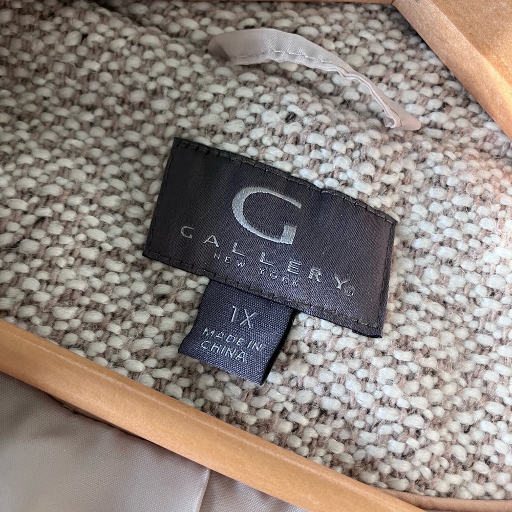 GALLERY New York Cream & Tan Tweed Coat Size 1X - Picture 13 of 14
